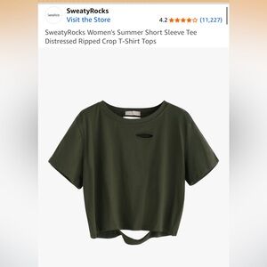 2/$7 Olive green distressed crop top